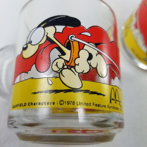 Garfield & Oddie Mug (2) Vtg 1978 Use Your Friends Wisely Glass Mcdonalds Cup - Picture 11 of 16
